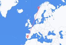 Lennot Sandnessjøenistä, Norja Sevillaan, Espanja