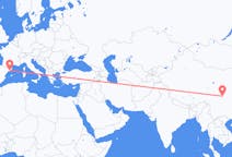 Flyreiser fra Mianyang, Kina til Barcelona, Spania