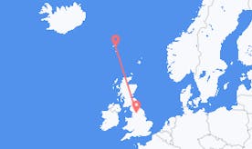 Vluchten uit Engeland naar Faeröer