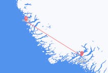Loty z Paamiut, Grenlandia do Narsaqa, Grenlandia