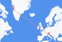 Flyreiser fra Aasiaat, Grønland til Bologna, Italia