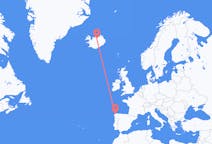 아이슬란드 아쿠레이리에서 출발해 스페인 라코루냐까지(으)로 가는 항공편
