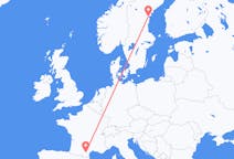 Flyrejser fra Carcassonne, Frankrig til Sundsvall, Sverige