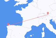 Vluchten van La Coruña, Spanje naar Innsbruck, Oostenrijk
