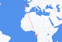 Loty z Kabinda w Angoli do Santiago de Compostela w Hiszpanii