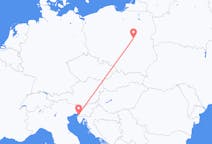Flyreiser fra Trieste, til Warszawa