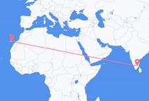 出发地 印度出发地 蒂鲁吉拉帕利目的地 西班牙拉斯帕尔马斯的航班