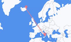 航班从意大利拉默齐亚温泉市到埃伊尔斯塔济市，冰岛塞尔