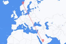出发地 沙特阿拉伯出发地 奈季蘭目的地 挪威特隆赫姆的航班