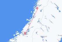 Vluchten van Trondheim, Noorwegen naar Mosjoen, Noorwegen