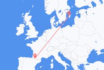 Loty z Visby (Dania), Szwecja z Lourdes, Francja