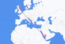 Flights from Jizan, Saudi Arabia to Durham, England, the United Kingdom