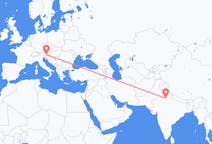 Lennot New Delhistä, Intia Klagenfurtiin, Itävalta