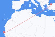 Flyrejser fra Dakar til Eskişehir