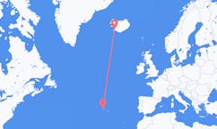 航班从冰岛雷克雅维克市到圣若热岛市，葡萄牙塞尔