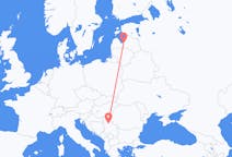 Vluchten van Belgrado, Servië naar Riga, Pescara, Letland