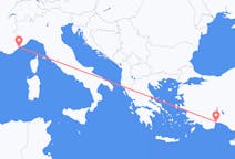 Flights from Antalya, Turkey to Nice, France