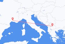 Lennot Skopjesta, Pohjois-Makedonia Nimesiin, Ranska