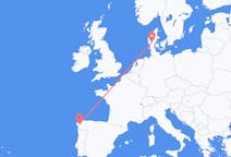 Flights from Santiago de Compostela in Spain to Billund in Denmark