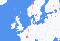 Flights from Lyon, France to Trondheim, Norway