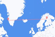 Vluchten van Maniitsoq, Groenland naar Rovaniemi, Finland
