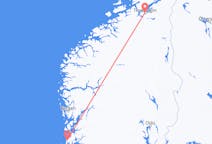 Vluchten van Haugesund, Noorwegen naar Trondheim, Noorwegen