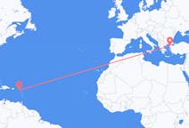 Flyreiser fra Saint Kitts, Saint Kitts og Nevis til Canakkale, Tyrkia
