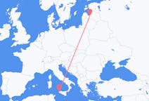 Vluchten van Trapani, Italië naar Riga, Pescara, Letland