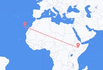에티오피아 고바에서 출발해 스페인 라팔마까지(으)로 가는 항공편