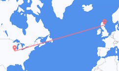 Flyg från Peoria, USA till Aberdeen, Skottland