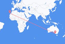 出发地 澳大利亚出发地 甘比爾山目的地 西班牙拉斯帕尔马斯的航班