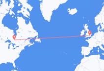 Flyrejser fra Timmins, Canada til London, England