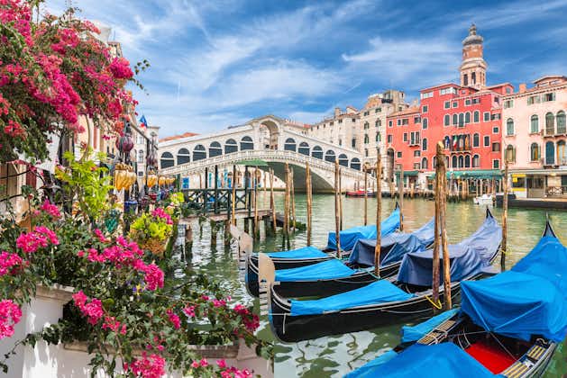 photo of Landscape with gondola on Grand Canal, Venice, Italy .