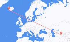 Fly fra byen Bukhara til byen Reykjavik