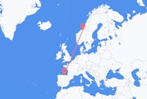 Loty z Trondheim, Norwegia z Santander, Hiszpania