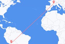 Flyreiser fra La Paz, Bolivia til Lyon, Frankrike