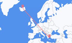 Lennot Akureyristä, Islanti Ano Syrosille, Kreikka
