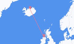 Flights from the city of Derry, the United Kingdom to the city of Akureyri, Iceland