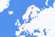Flug frá Kolari, Finnlandi til Grenoble, Frakklandi