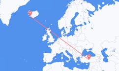 航班从冰岛雷克雅维克市到开塞利市，土耳其塞尔
