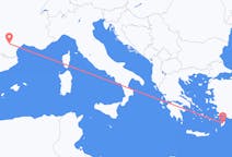 Flyg från Castres, Frankrike till Rhodes, England, Grekland