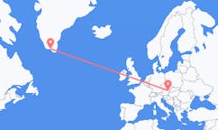 グリーンランドのナルサクから、オーストリアのウィーンまでのフライト