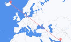 Flights from the city of Karachi, Pakistan to the city of Egilsstaðir, Iceland