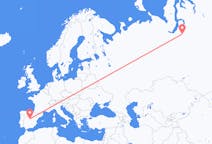 Fly fra Novyj Urengoj til Madrid
