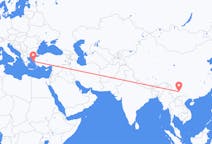 Flyg från Kunming, Kina till Chios, Grekland