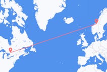 Loty z North Bay, Kanada do Trondheimu, Norwegia