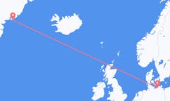 グリーンランドのクルスクから、ドイツのロストックまでのフライト