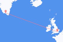 Vluchten van Londen, Engeland naar Narsaq, Groenland