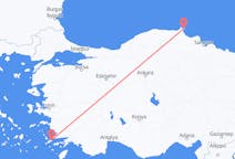 トルコのシノプから、ギリシャのコス島までのフライト