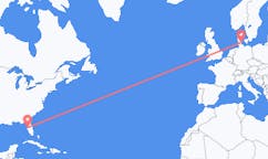 来自美国出发地 坦帕目的地 丹麦森纳堡的航班